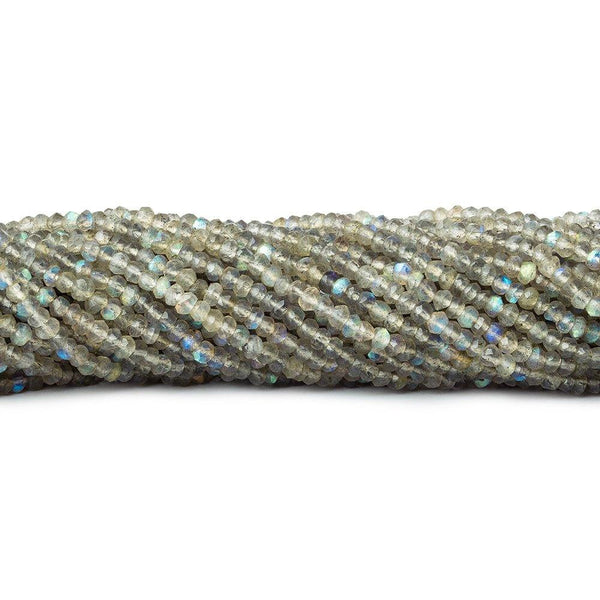 3.5mm Labradorite hand faceted rondelles 12.5 inch 148 beads