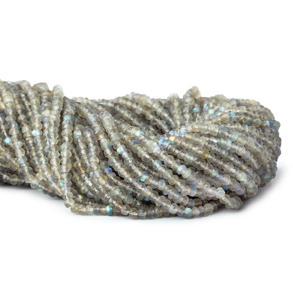 3.5mm Labradorite faceted rondelles 12.5 inch 148 beads - The Bead Traders