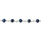 3.5mm Lapis Lazuli plain round Silver plated Chain by the foot 31 beads - The Bead Traders