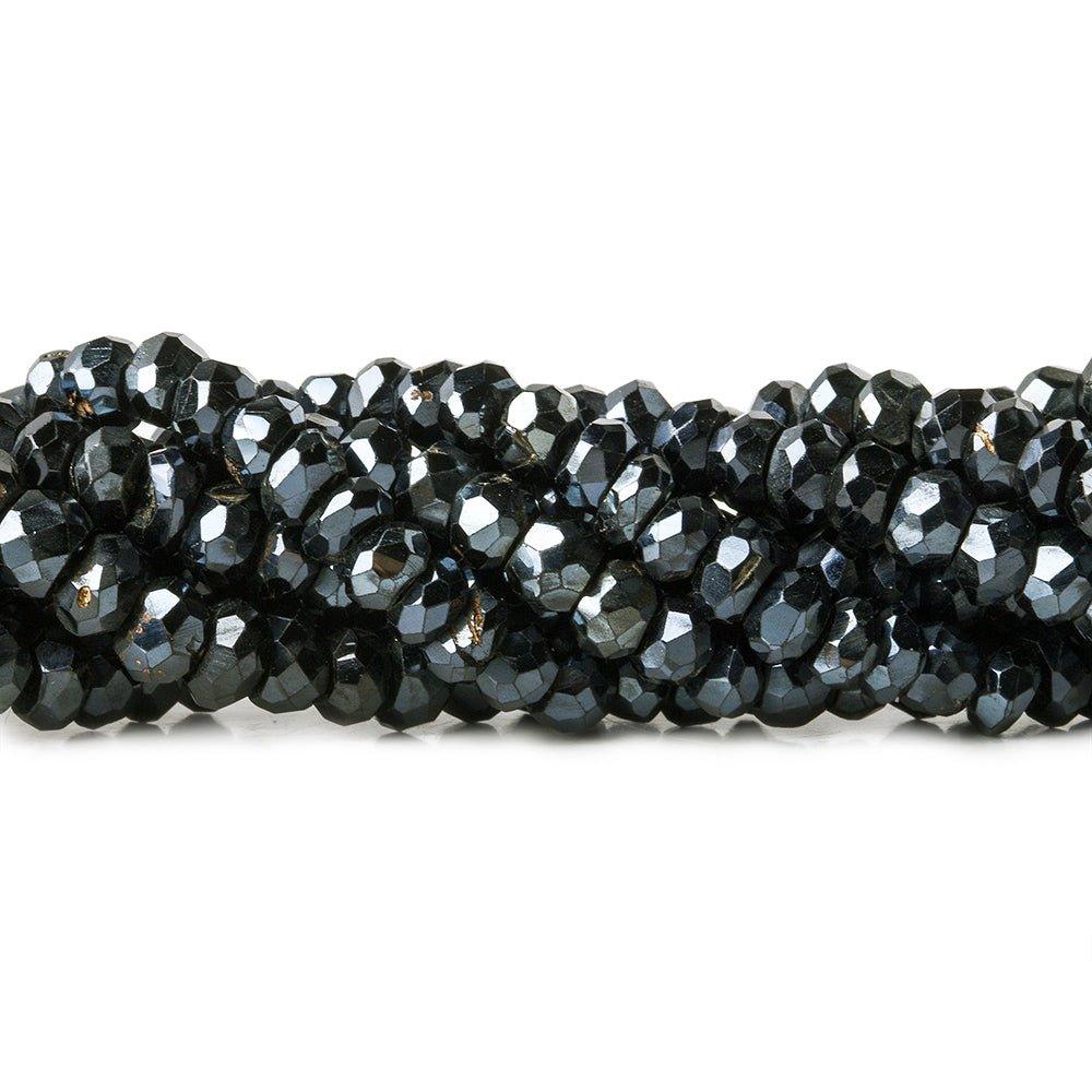 3.5mm Metallic Black Spinel Faceted Rondelle Beads 14 inch 155 pieces - The Bead Traders