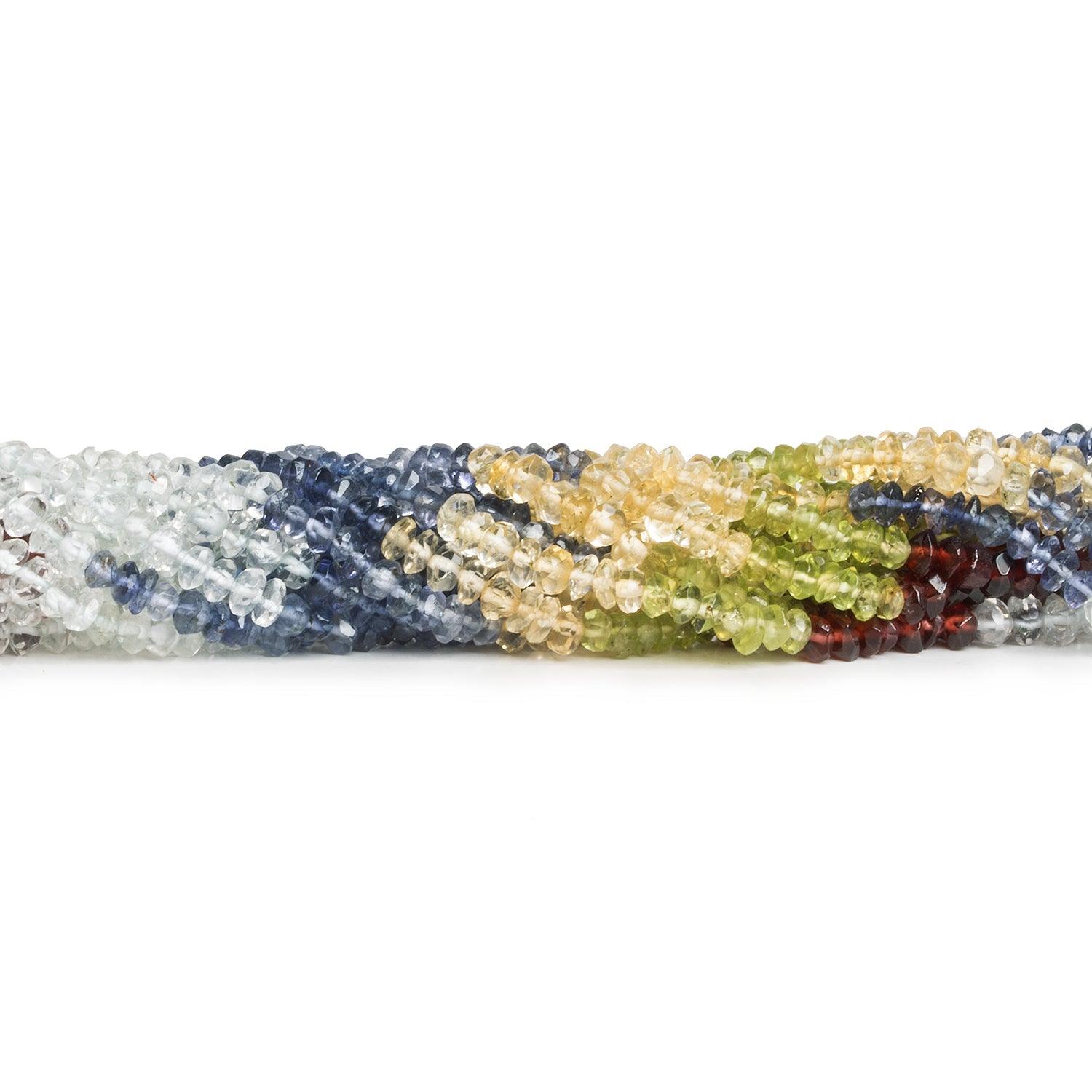 3.5mm Multi Gemstone Handcut Rondelles 14 inch 170 beads - The Bead Traders
