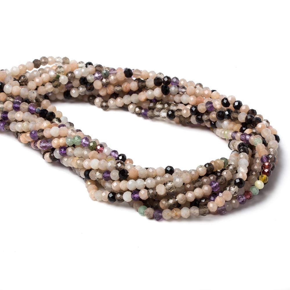 3.5mm Multi Gemstone MicroFaceted Rondelle 13 inch 95 beads - The Bead Traders