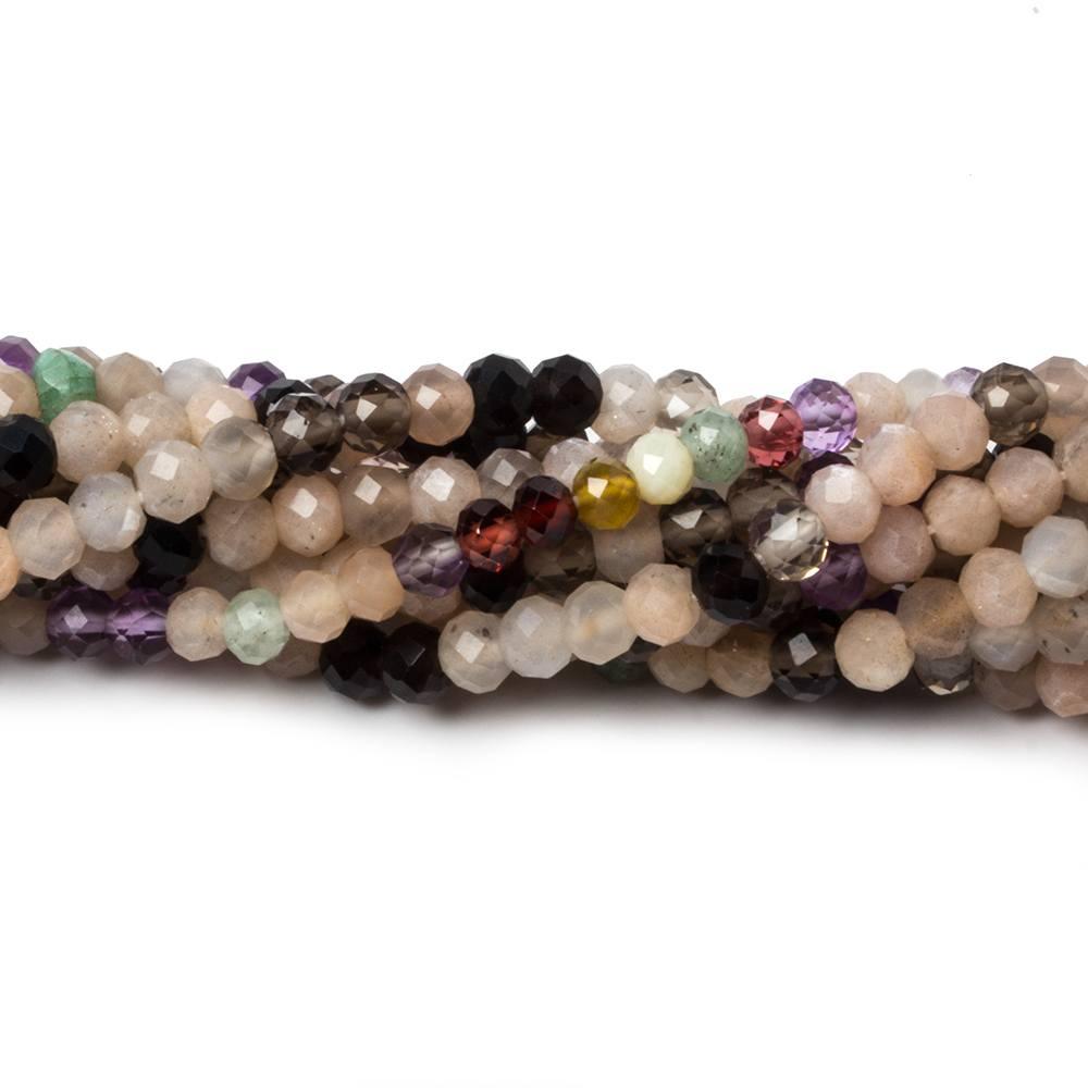 3.5mm Multi Gemstone MicroFaceted Rondelle 13 inch 95 beads - The Bead Traders