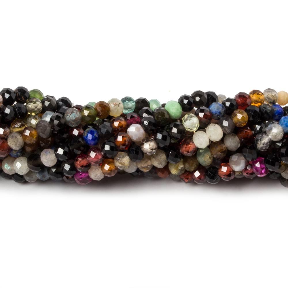 3.5mm Multi Gemstone Mirco-faceted rounds 13 inch 95 beads - The Bead Traders