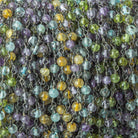 3.5mm Multi Gemstone Plain Rounds Black Gold plated Chain by the foot 36 pieces - The Bead Traders