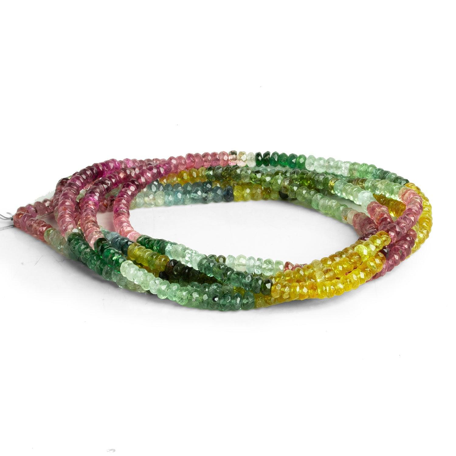 3.5mm Multicolor Afghani Tourmaline Rondelles 16 inch 180 beads - The Bead Traders