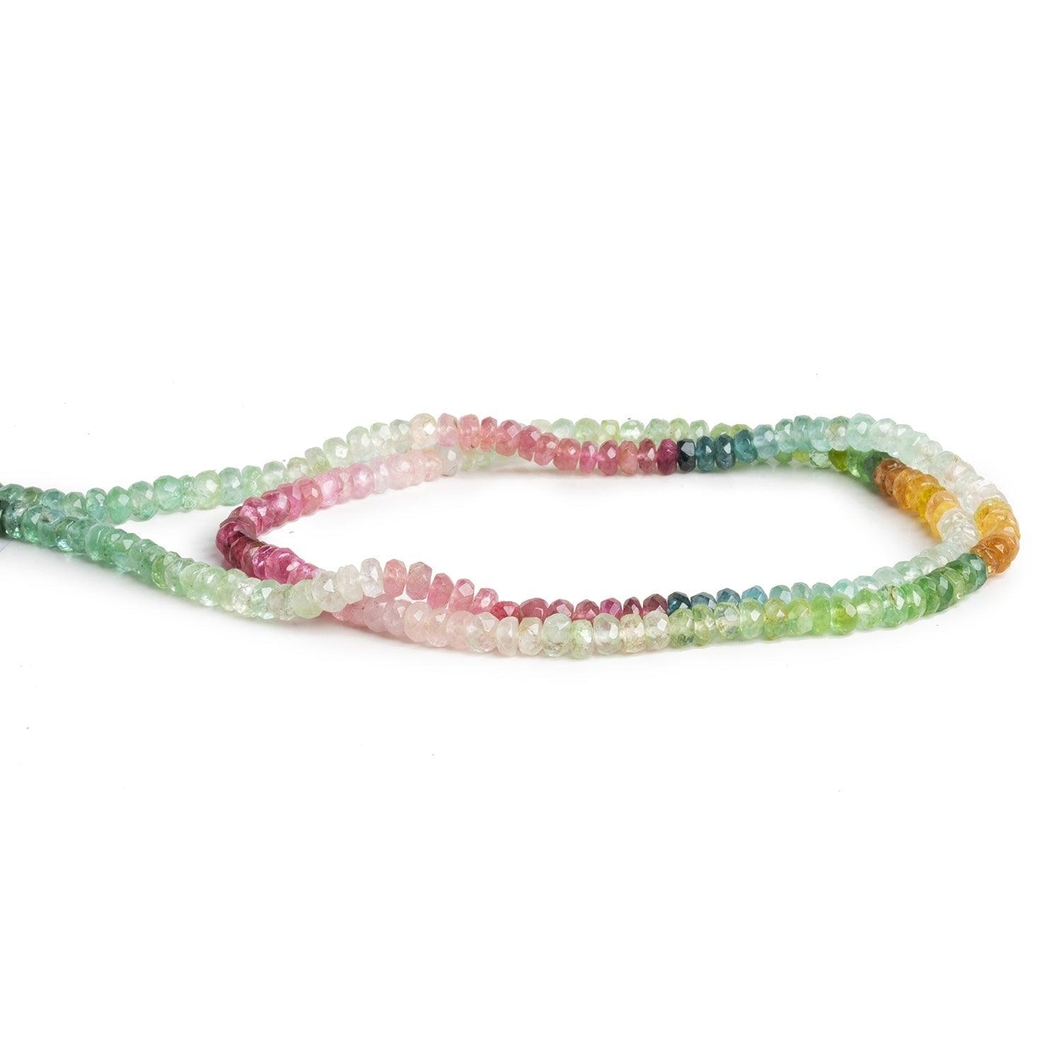 3.5mm Multicolor Afghani Tourmaline Rondelles 16 inch 185 beads - The Bead Traders