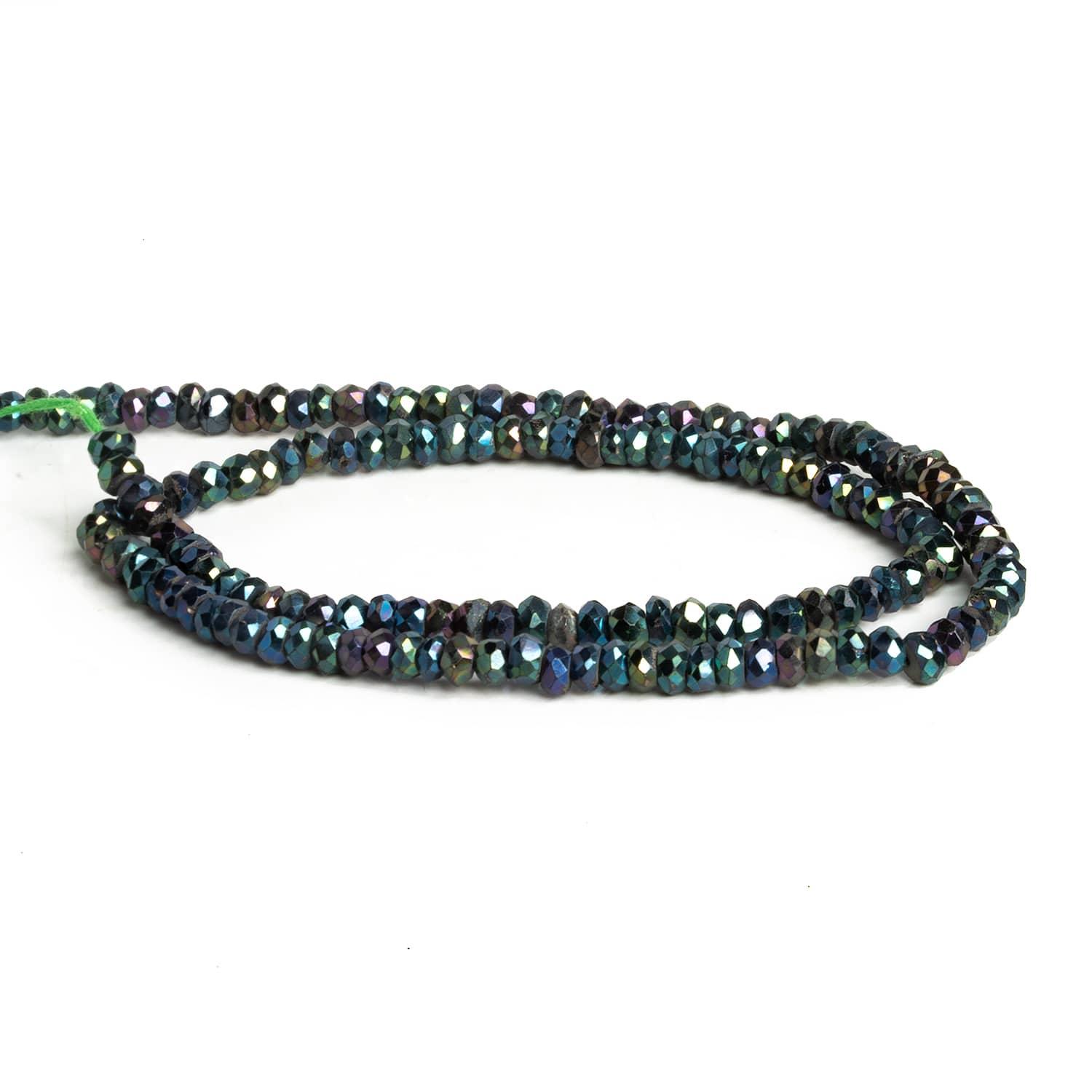 3.5mm Mystic Black Spinel Faceted Rondelles 12 inch 140 beads - The Bead Traders