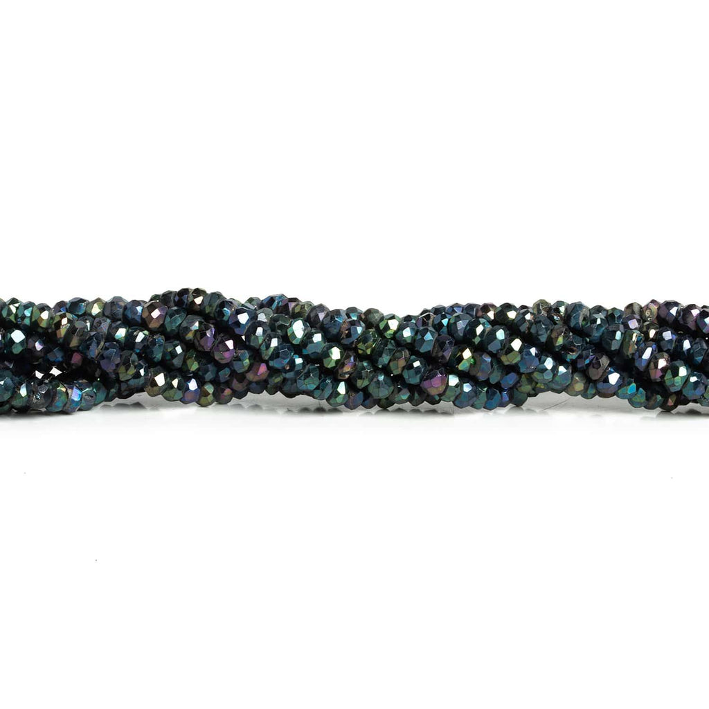 3.5mm Mystic Black Spinel Faceted Rondelles 12 inch 140 beads - The Bead Traders