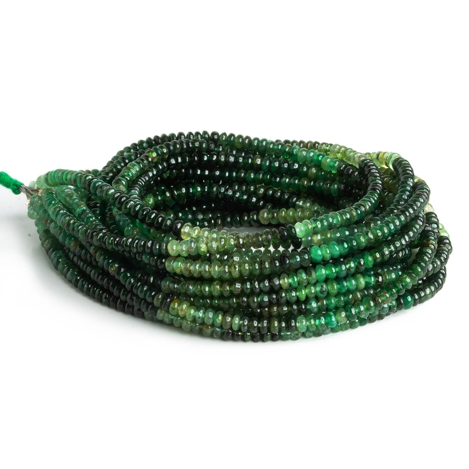3.5mm Natural Brazilian Emerald Rondelles 16 inch 190 beads - The Bead Traders