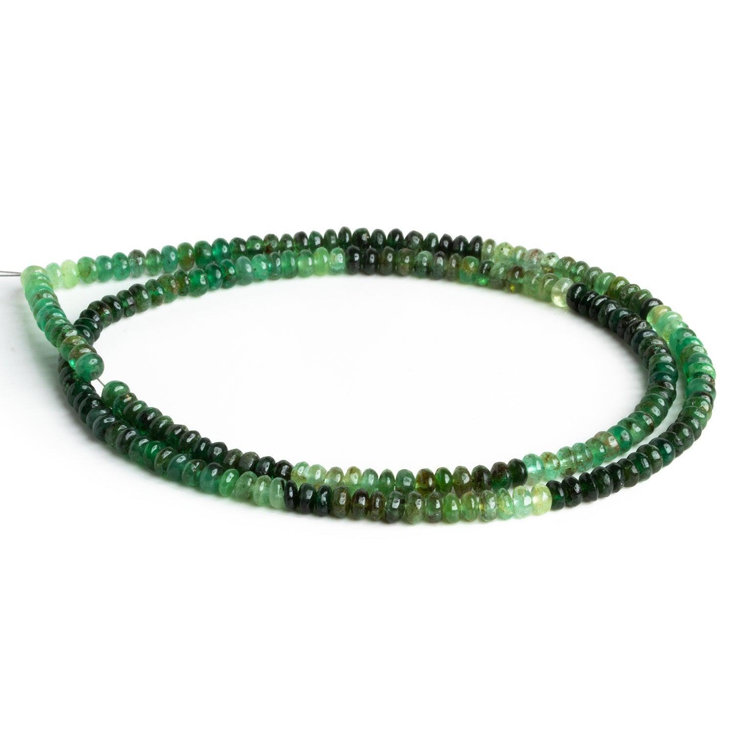 3.5mm Natural Brazilian Emerald Rondelles 16 inch 190 beads - The Bead Traders