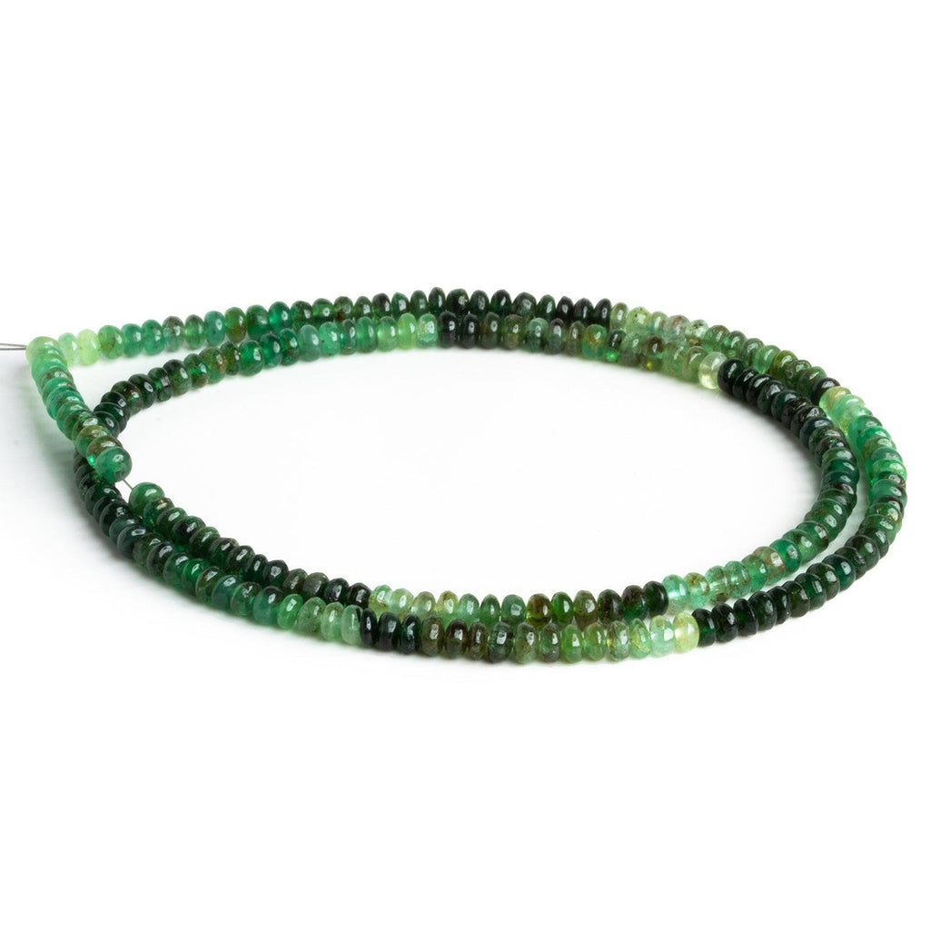 3.5mm Natural Brazilian Emerald Rondelles 16 inch 190 beads - The Bead Traders