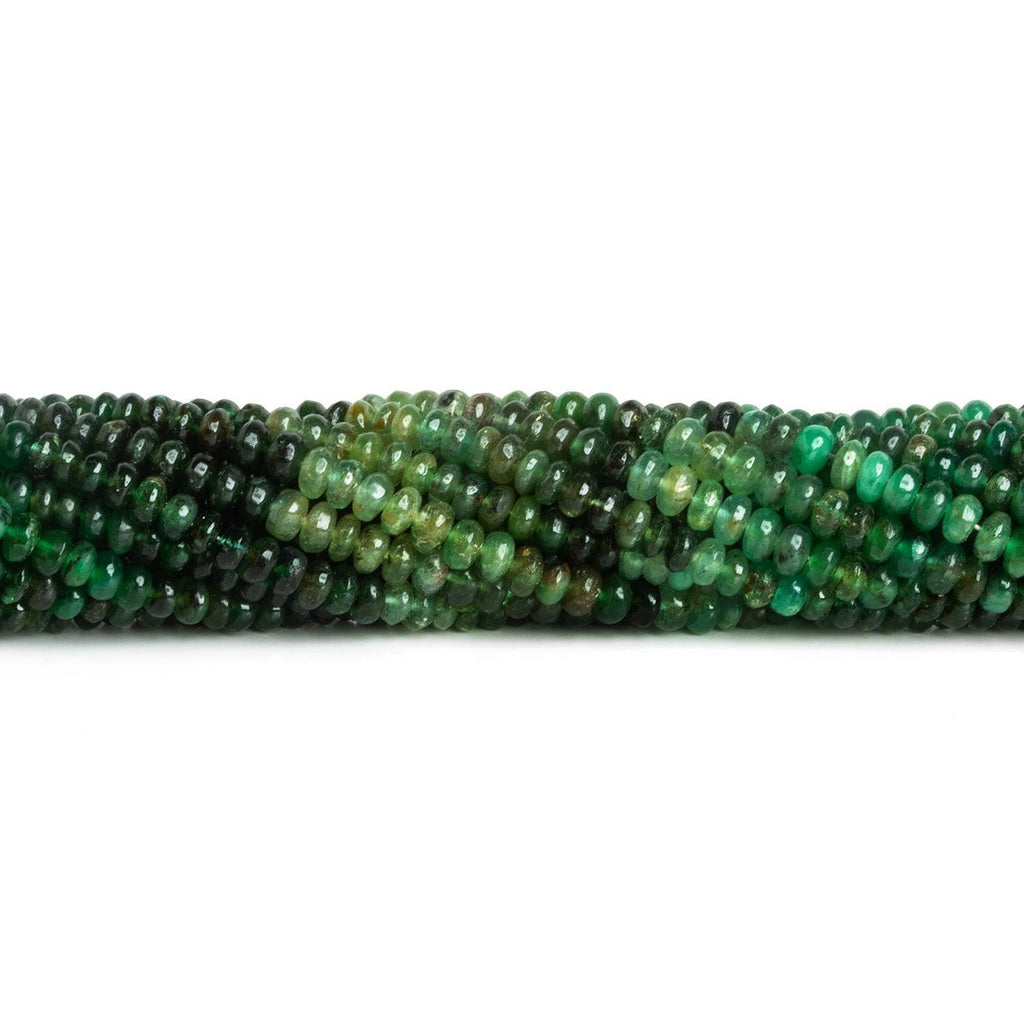3.5mm Natural Brazilian Emerald Rondelles 16 inch 190 beads - The Bead Traders