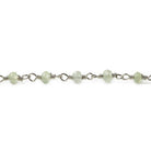 3.5mm Prehnite faceted rondelle Silver Chain by the foot - The Bead Traders