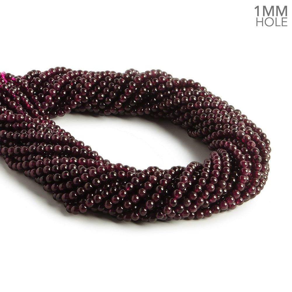 3.5mm Red Garnet plain round beads 15.5 inch 105 pieces - The Bead Traders