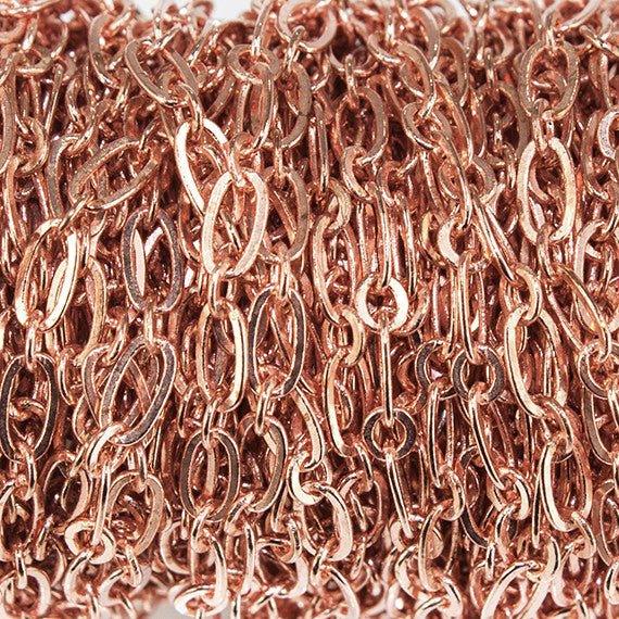3.5mm Rose Gold plated Drawn Oval & Link Chain sold by the foot - The Bead Traders