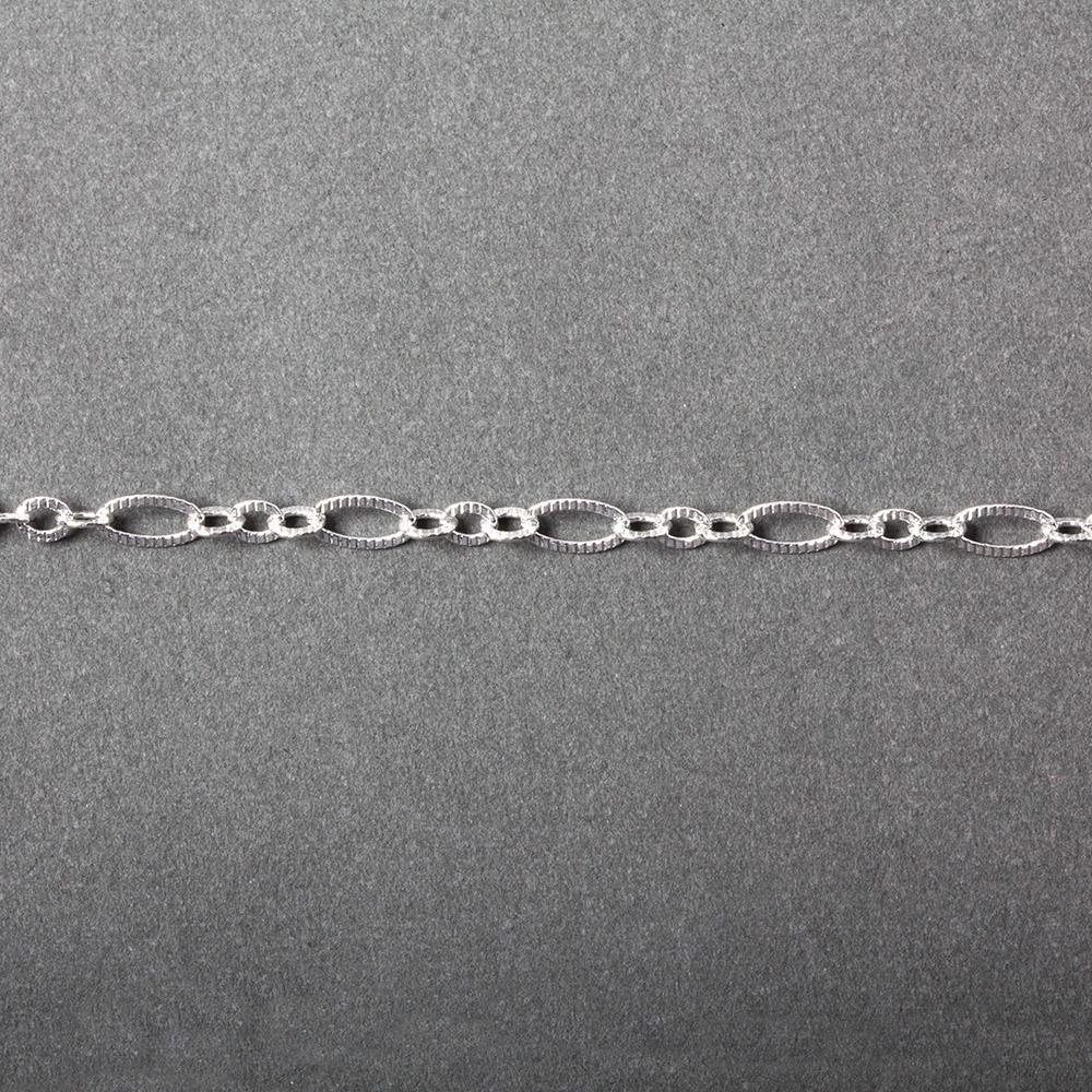 3.5mm Silver plated Multiple Corrugated Oval Link Chain by the Foot - The Bead Traders