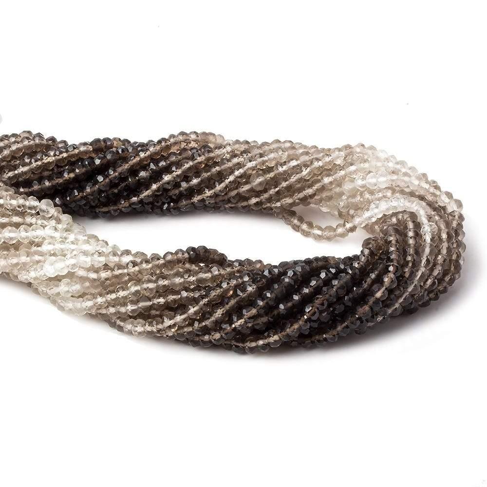 3.5mm Smoky Quartz faceted rondelle beads 13.5 inch 140 pieces A - The Bead Traders