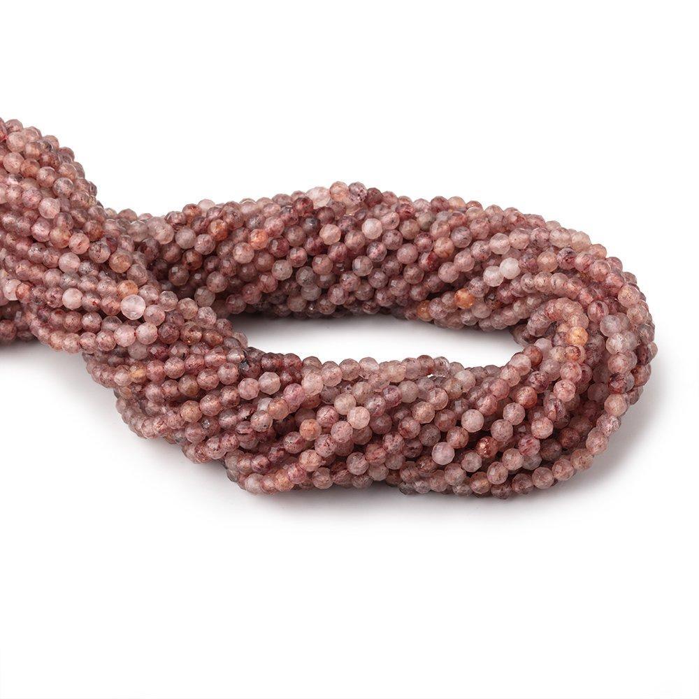 3.5mm Strawberry Quartz micro faceted round beads 13 inch 100 pieces - The Bead Traders