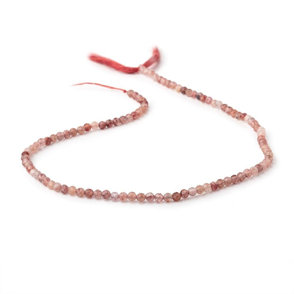 3.5mm Strawberry Quartz micro faceted round beads 13 inch 100 pieces - The Bead Traders