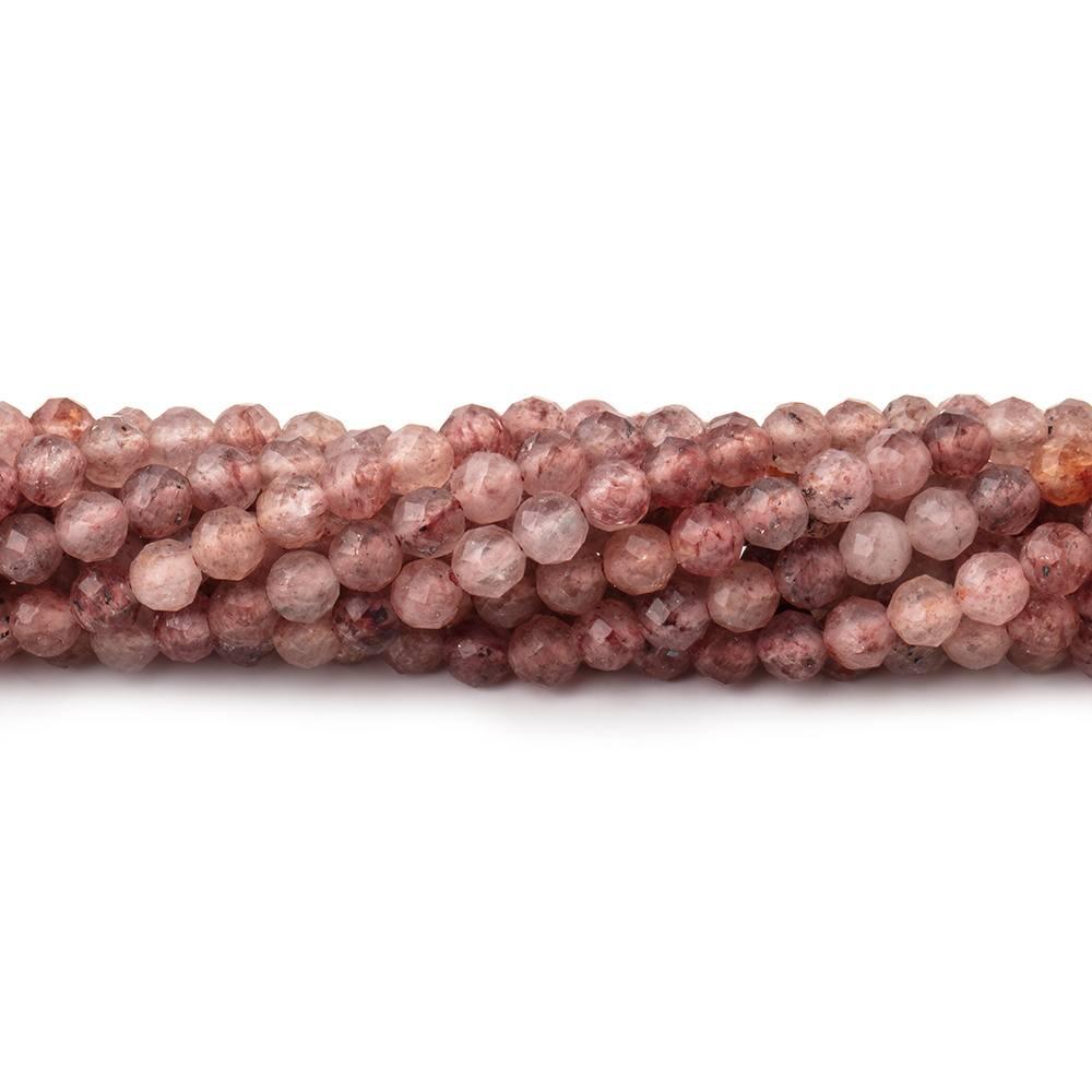 3.5mm Strawberry Quartz micro faceted round beads 13 inch 100 pieces - The Bead Traders