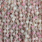 3.5mm Thulite Rondelle Silver Chain 34 pieces - The Bead Traders