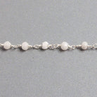 3.5mm to 4mm White Agate faceted rondelle Silver Chain by the foot 33 pcs - The Bead Traders