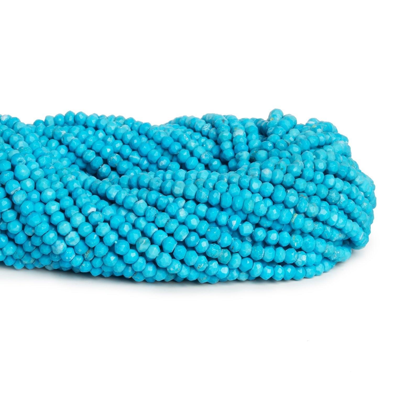 3.5mm Turquoise Howlite faceted rondelle beads 13 inch 125 pieces - The Bead Traders