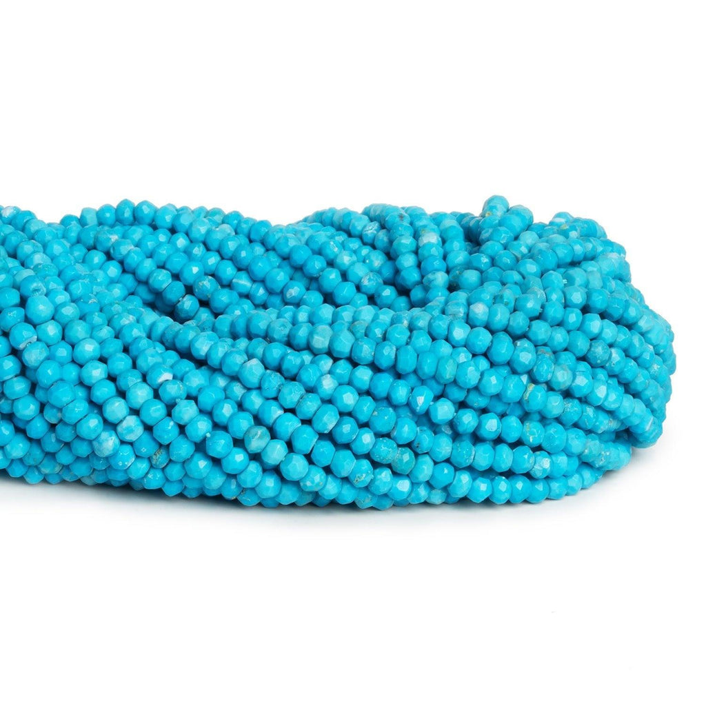 3.5mm Turquoise Howlite faceted rondelle beads 13 inch 125 pieces - The Bead Traders