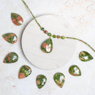 35mm Unakite Jasper Faceted Pear Focal Bead 1 Piece - The Bead Traders