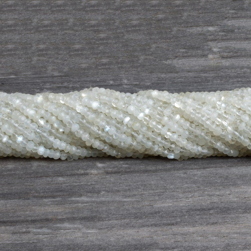 3.5mm White Moonstone Faceted Rondelles 12 inch 125 beads - The Bead Traders