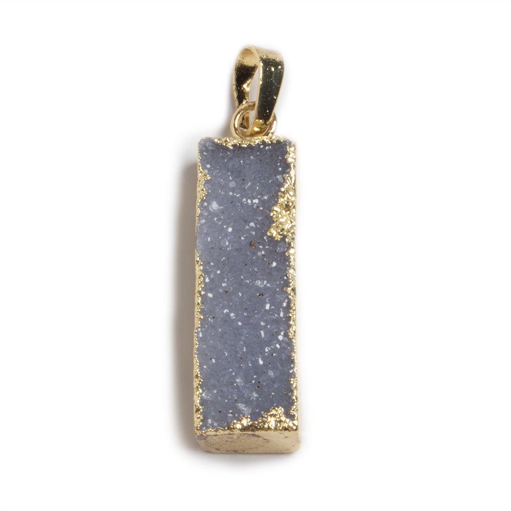 35x10mm Gold Leafed Grey Drusy Bar Pendant & Bail 1 piece - The Bead Traders