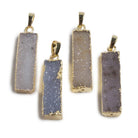 35x10mm Gold Leafed Grey Drusy Bar Pendant & Bail 1 piece - The Bead Traders
