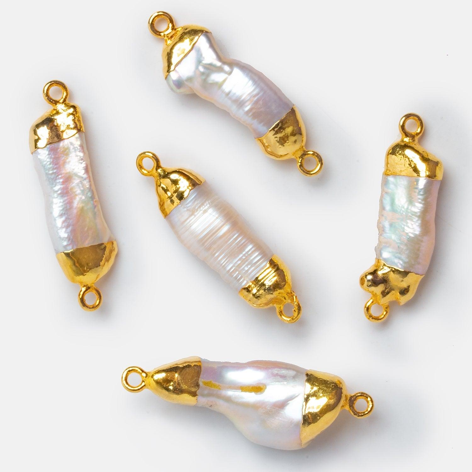 35x11mm Gold Leafed Baroque Pearl Connector 1 Piece - The Bead Traders