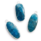 35x15mm Silver Leafed Apatite Oval Pendant 1 Bead - The Bead Traders