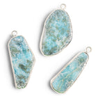 35x21mm Silver Leafed Larimar Slice Pendant 1 Bead - The Bead Traders
