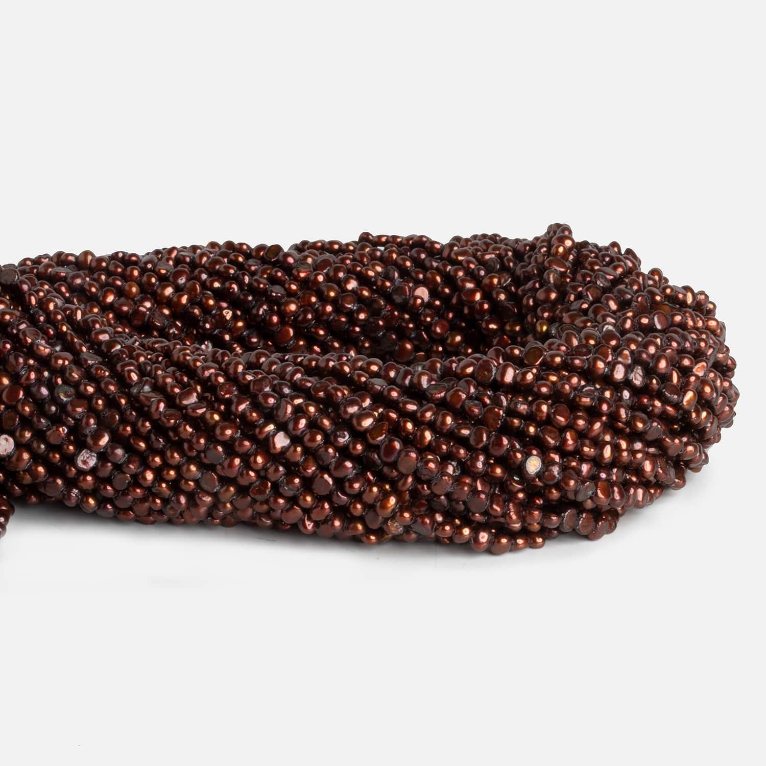 3.5x2.5mm Red Brown Baroque Pearls 15 inch 140 pieces - The Bead Traders