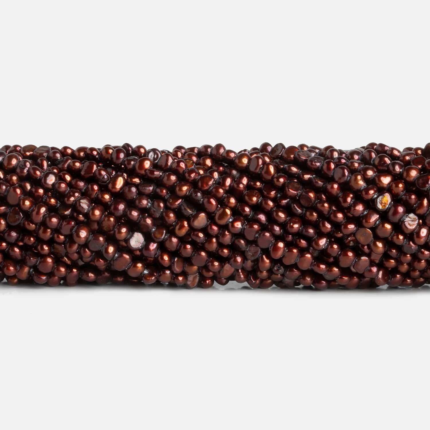 3.5x2.5mm Red Brown Baroque Pearls 15 inch 140 pieces - The Bead Traders