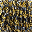 3.5x2mm Hematite plain tube Gold plated Chain by the foot 33 pieces - The Bead Traders