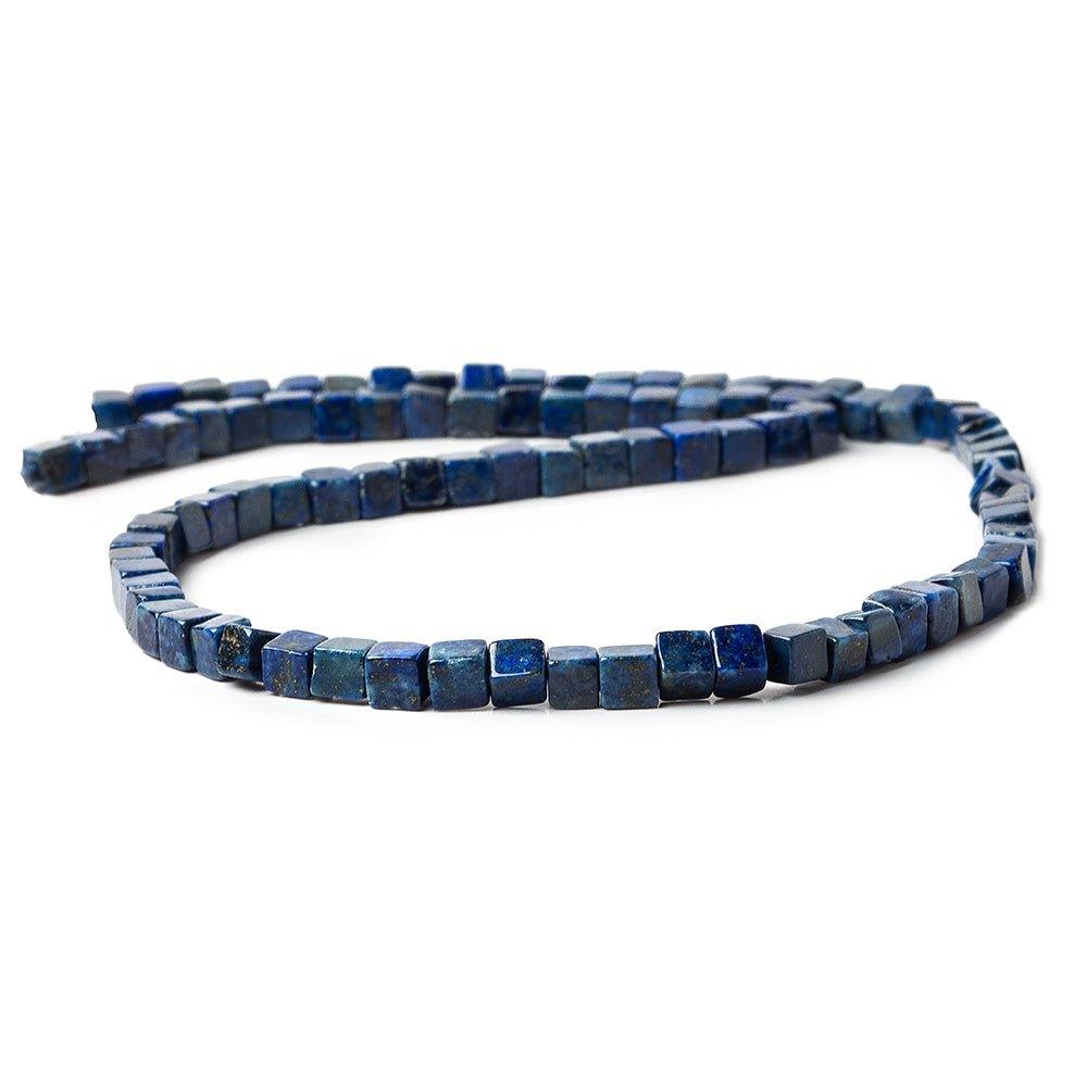 3.5x3.5-4.5x4.5mm Lapis Lazuli plain cubes 15.5 inch 93 beads - The Bead Traders