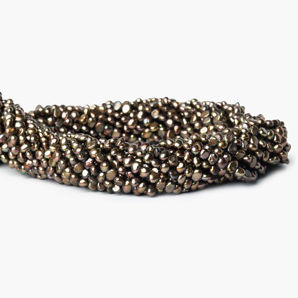3.5x3mm Copperish Green Side Drilled Baroque Freshwater Pearls 15.5 inch 135 pieces - The Bead Traders