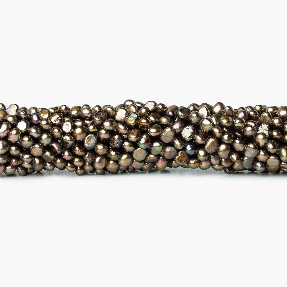 3.5x3mm Copperish Green Side Drilled Baroque Freshwater Pearls 15.5 inch 135 pieces - The Bead Traders