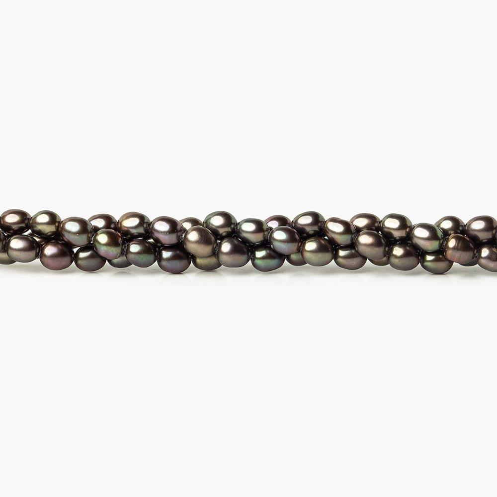 3.5x4mm Olive Green straight drilled oval freshwater pearls 70 pieces - The Bead Traders