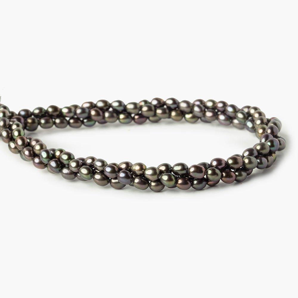 3.5x4mm Olive Green straight drilled oval freshwater pearls 70 pieces - The Bead Traders