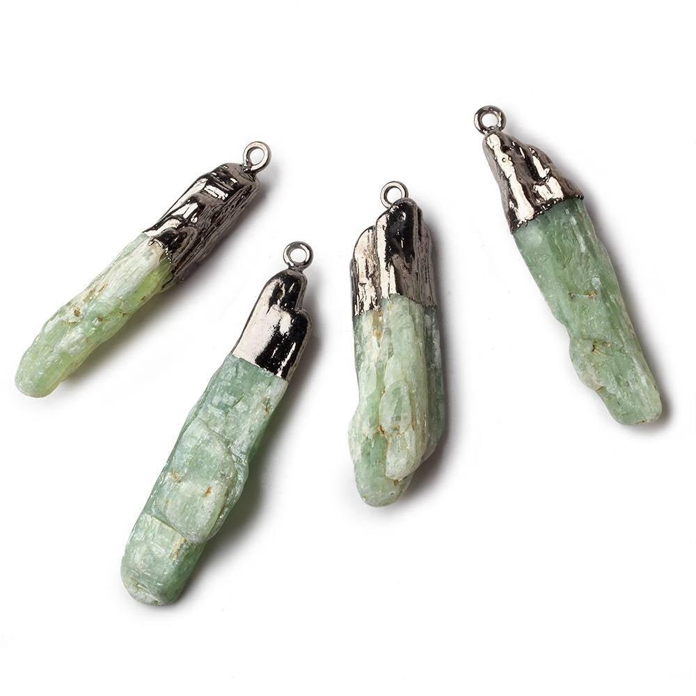 35x8mm Black Gold Leafed Green Kyanite Crystal Focal Pendant 1 bead - The Bead Traders