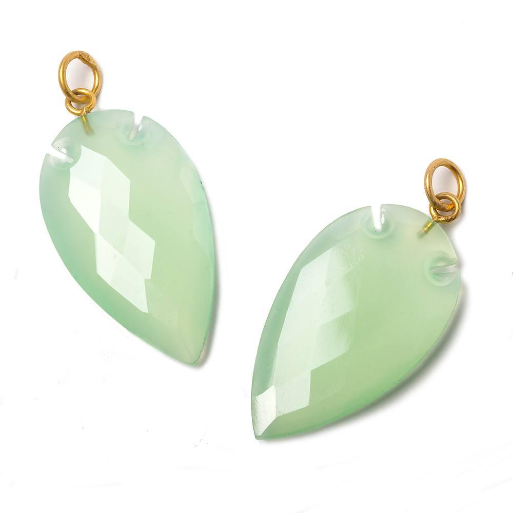 36x20mm Citrus Green Chalcedony Faceted Arrowhead Focal Pendant 1 piece - The Bead Traders