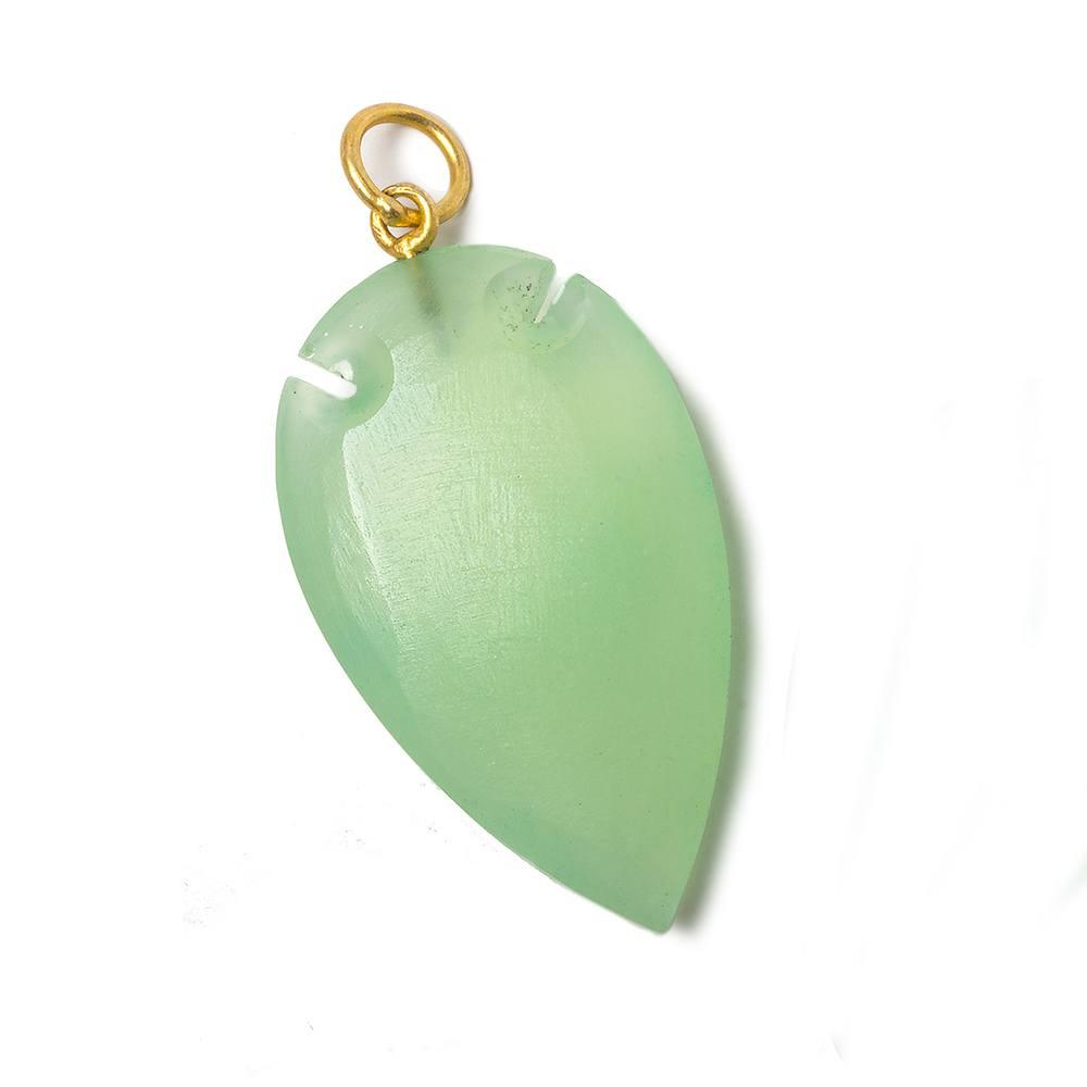 36x20mm Citrus Green Chalcedony Matte Arrowhead Focal Pendant 1 piece - The Bead Traders