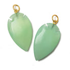 36x20mm Citrus Green Chalcedony Matte Arrowhead Focal Pendant 1 piece - The Bead Traders