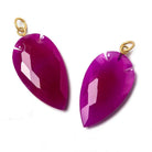 36x20mm Fuschia Purple Chalcedony Faceted Arrowhead Focal Pendant 1 piece - The Bead Traders