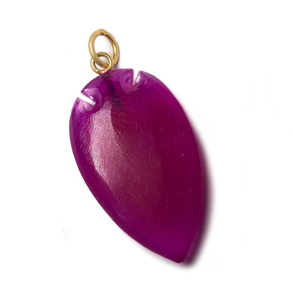 36x20mm Fuschia Purple Chalcedony Matte Arrowhead Focal Pendant 1 piece - The Bead Traders
